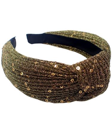 Topkids Accessories Lurex Sequin Knot Alice Bands Adult Women Hair Accessories for Women Hair Bands for Women Thick Headband Womens Headbands Head Bands Adult Women Wide Headbands (Gold)