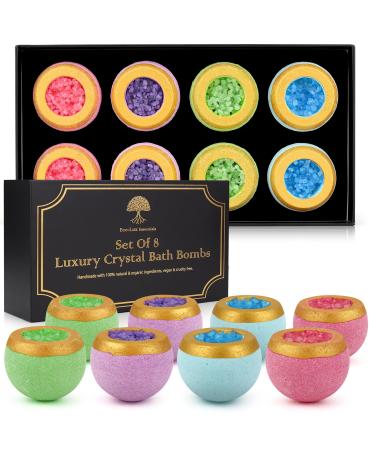 Set of 8 Luxury Bath Bombs 100% Natural Organic Vegan Home Spa Pamper Birthday Gift Christmas Presents Essential Oil Scented Bath Fizzer