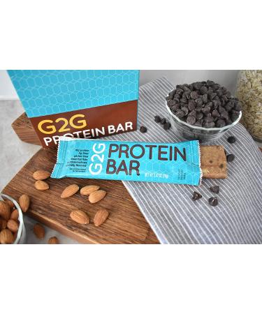 G2G Almond Chocolate Chip Protein Bars 8 Count - Real Food Ingredients, Refrigerated for Freshness, Healthy Gluten-Free Snack and Meal Replacement, 2.47 oz (Pack of 8) - Buy Online on GoSupps.com