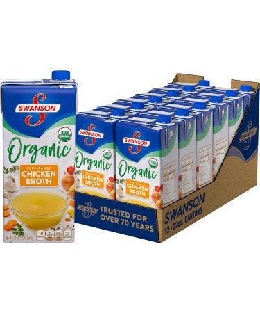 Swanson Organic Free-Range Chicken Broth, 32 oz. (Pack of 12) Organic Chicken 32 Ounce (Pack of 12)