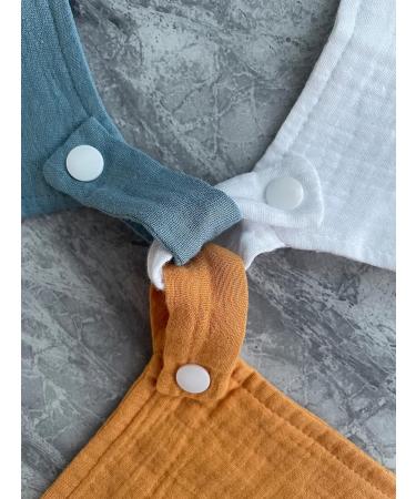 Baby Luxe 5-in-1 Mini Muslin Square Bib Toy Holder Washcloth Comforter - Set of 3 Medium Blue Tan White Cloth - Buy Online on GoSupps.com