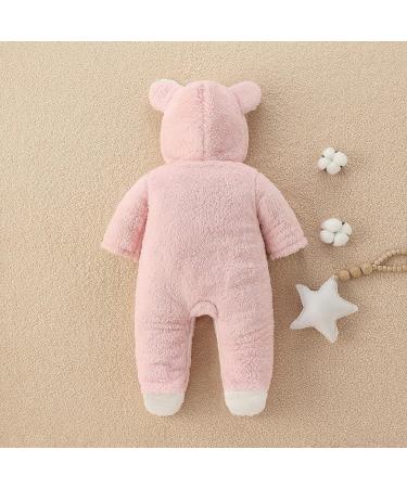Puseky Newborn Baby Cartoon Bear Snowsuit - Hooded Fleece Romper Jumpsuit for 0-3 Months - Buy Online on GoSupps.com