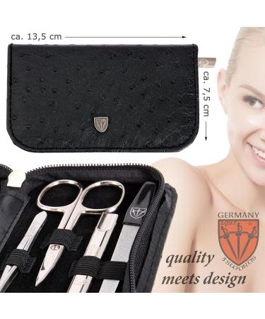 3 Swords Germany - brand quality 8 piece manicure pedicure grooming kit set for professional finger & toe nail care scissors clipper fashion leather case in gift box Made by 3 Swords (522016) BLACK - OSTRICH IMITATION - Buy Online on GoSupps.com