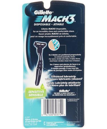 Gillette Mach3 Men's Disposable Razor - Sensitive Skin - Pack of 6 Razors - Buy Online on GoSupps.com