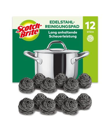 Scotch-Brite Stainless Steel Scourer 12 Pieces-Rust Resistant Spiral Metal Scourer Powerful and Effective Clean Scrubbing Pad Spirals/Stainless Steel Spirale Silver - Buy Online on GoSupps.com