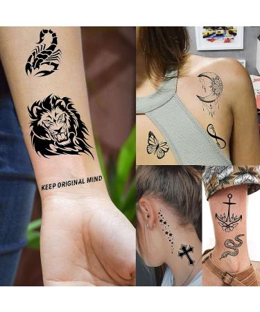 52 Tiny Small Temporary Tattoos for Kids & Adults - Tribal Animals, Butterflies, Anchors, Compass, Flowers - 3D Fake Tattoo Stickers for Neck, Arm, Hands - Cute Face Tattoo Kits - Buy Online on GoSupps.com