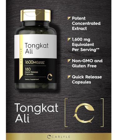 Carlyle Tongkat Ali 180 Quick Release Capsules | 1600mg Non-GMO Gluten Free Supplement for Energy & Wellness - Buy Online on GoSupps.com