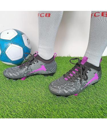 TOPSFEBA FG Soccer Cleats Outdoor Training Shoes - Black Purple - Size 8 Women/6.5 Men - Buy Online on GoSupps.com