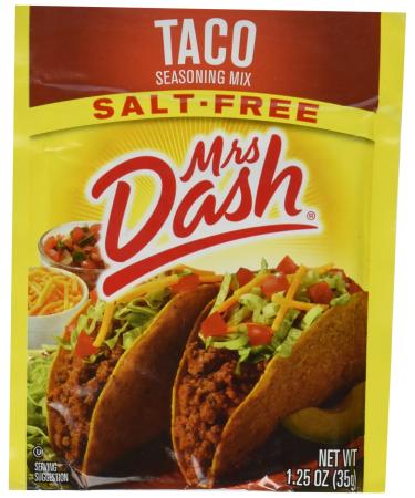Mrs Dash Seasoning Mix - Taco - All Natural - Salt-Free - Net Wt. 1.25 OZ (35 g) Each - Pack of 4 Packets