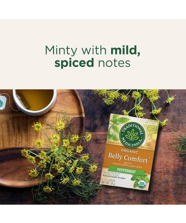 Traditional Medicinals - Organic Belly Comfort Peppermint Herbal Tea (Pack of 6) - Contains Ginger Fennel and Lemon Balm for Digestive Support - 96 Tea Bags Total Belly Comfort 16 Count (Pack of 6) - Buy Online on GoSupps.com