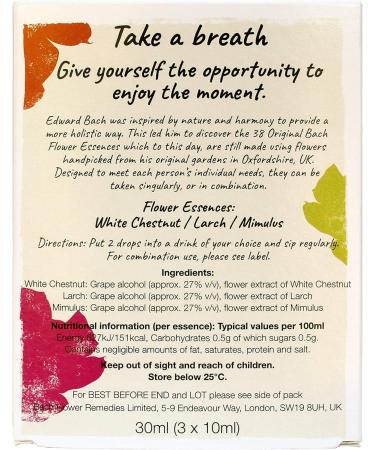 Bach Original Flower Remedies Vegan Formula Bundle - Emotional Wellness Support - White Chestnut, Larch, Mimulus - 3 x 10ml - Buy Online on GoSupps.com