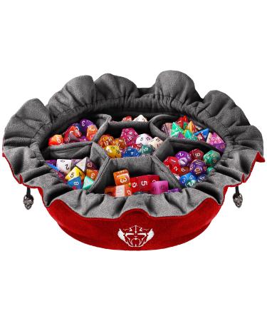 CardKingPro Immense Dice Bags with Pockets - Red - Capacity 150+ Dice - Great for Dice Hoarders Patented Design