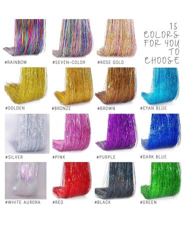 SEPTBEAM Pink Hair Tinsel Clip in Extensions - 20.5 Inch, 6pcs Pack - Synthetic Highlights for Party, Christmas, New Year, Halloween - Multi-Color Hair Extensions - Cosplay Essential - Buy Online on GoSupps.com