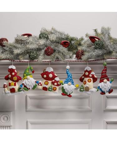 Bucilla Gnomes Felt Applique Christmas Ornaments - Set of 6 | Festive Holiday Decor - Buy Online on GoSupps.com