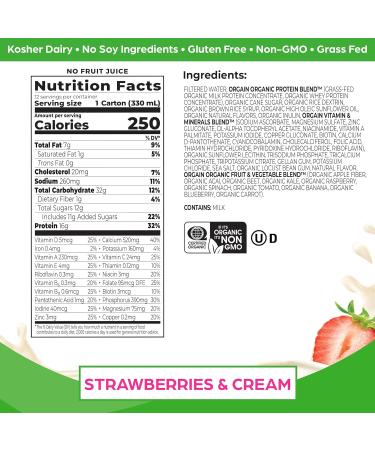 Orgain Clean Protein Shake Grass Fed Dairy Vanilla Bean (Pack of 12) and Orgain Organic Nutritional Protein Shake Strawberries & Cream (Pack of 12) - Buy Online on GoSupps.com