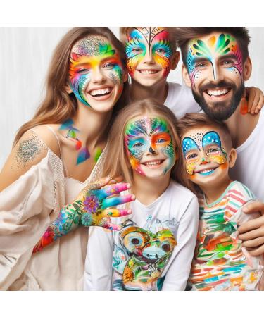 Face paint 24 Color Face and Body Paint Palette - Professional Washable Non-Toxic Makeup Palette for Adults Face painting kit with brush Face Glitter - Ideal for Party Carnival Halloween FX Art - Buy Online on GoSupps.com