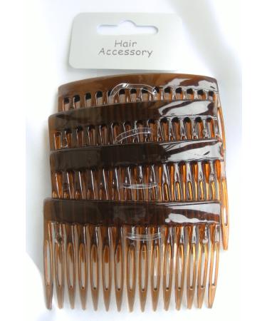 4 x Brown/Tort Plastic Hair Comb Slide Bridal Accessory
