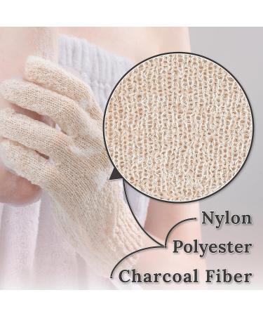 myHomeBody Exfoliating Shower Gloves - 2 Pairs Beige Bath Gloves for Dead Skin Removal | Best Exfoliating Gloves for Women - Buy Online on GoSupps.com