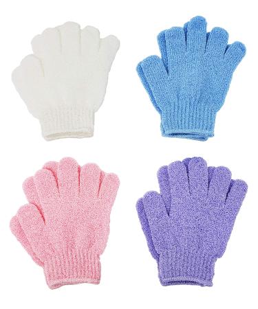 ATB 4 Pairs Exfoliating Gloves - Premium Scrub Wash Mitt for Bath or Shower - Luxury Spa Exfoliation Accessories For Men and Women