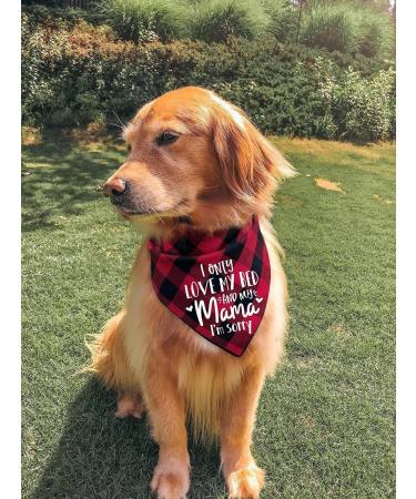 MaySunset Funny Cute Red Plaid Triangle Dog Bandanas Scarf I Only Love My Bed and My Mother I'm Sorry Suitable for Small and Medium Sized Dog Pets Gift - Buy Online on GoSupps.com