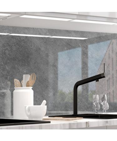Sticker professionals kitchen back wall Self -adhesive glass optics designed - 20grey - 1.8mm stiffened every surface hard pet material premium 60 x 400cm H 60 cm x W 400 cm 20grey