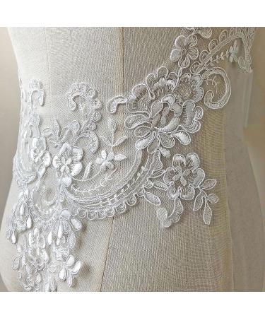 V-Neck Lace Applique Collar Patch for Wedding Dress - Floral Embroidery Trim for Gowns and Costumes - Buy Online on GoSupps.com