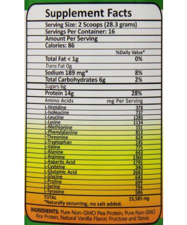 Pure Non-GMO Pea Rice Protein - Vanilla Flavor 16 oz | Shop Premium Plant-Based Protein for Global Shipping - Buy Online on GoSupps.com