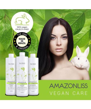 Amazonliss Vegan Keratin Hair Treatment Set - Purifying Shampoo, Reducer Fluid & Reconstructive Mask - Complete Hair Care Kit, 33.8 oz - Natural Hair Products for Conditioning - 1 Count - Buy Online on GoSupps.com