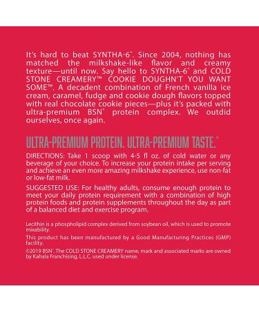 BSN Syntha-6 Cookie Dough Protein Powder - Cold Stone Creamery Flavor, 2.59 lb - Buy Online on GoSupps.com