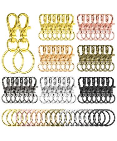 100 Pieces Swivel Clasps Set 50 Piece Lanyard Snap Hooks with 50 Piece Key Chain Rings, Lobster Clasp Keychain Hooks Key Chain Clip Hooks Lobster Claw Clasps for Keychain Jewelry DIY (Multicolored)