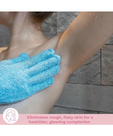 Fine Lines Exfoliating Shower Gloves White | Dead Skin Remover Mitt for Bath Scrub | Body Scrub Gloves with Hanging Hoops - Buy Online on GoSupps.com