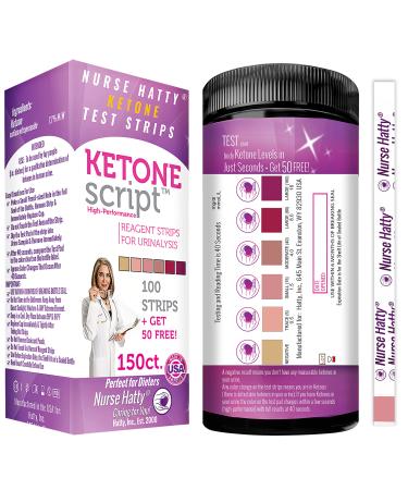Nurse Hatty 150ct. - Medical Ketone Urine Test Strips - Suitable for Diabetics & All Keto Dieters - Fresh, Reliable & Accurate - Ketogenic & Low-carb Diets. Free Ketosis eBooks & Free App. Ultra-Long 150 Count (Pack of 1)