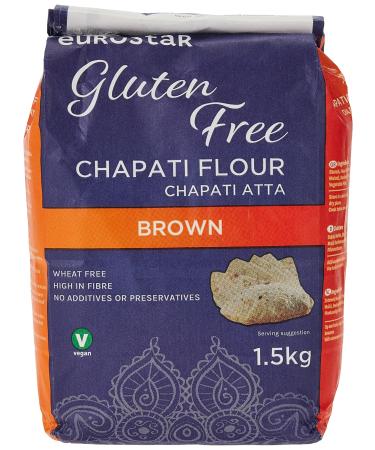 Eurostar Chapati Atta Gluten Free Flour (Medium Brown 1.5kg) Medium Brown 1.5 kg (Pack of 1) - Buy Online on GoSupps.com