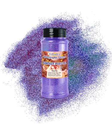 Aslanka Aslanka 140g of fantastic light purple rainbow glitter holographic powder for manicure epoxy resin eyeshadow and face