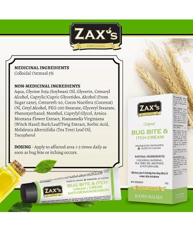 Zax's Original Bug Bite & Anti-Itch Cream - Natural Mosquito Bite Relief - Effective & Soothing - Paraben-Free - 28g - Buy Online on GoSupps.com