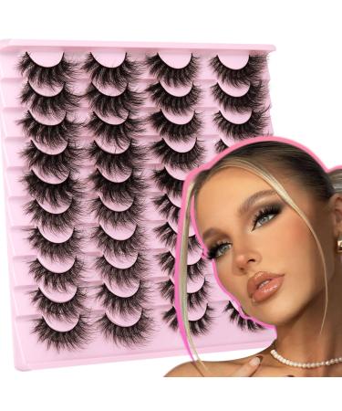 20 Pairs Fake Eyelashes Fluffy Volume Mink Lashes Wispy 20MM Long Dramatic False Eyelashes 4 Styles Reusable Handmade Soft Faux Mink Eye Lashes Pack by GVEFETIEE A- Wanda