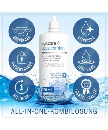 Eye.Care Contact Lenses Liquid with Hyaluron - 250ml Premium Care for Soft Lenses & Antibacterial Containers - International Shipping Available - Buy Online on GoSupps.com