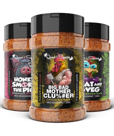 Quasi & Squatch BBQ Rub for Chicken - Big Bad Mother Clu%#er (Smokey Pineapple & Mango BBQ) 220g Jar for Perfect Char-Grilled Poultry - Buy Online on GoSupps.com