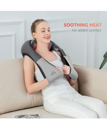 Snailax 4D Shiatsu Neck & Back Massage Device with Heat - Ideal for Home Office & Car - Perfect Gift for Men & Women - Gray - Buy Online on GoSupps.com