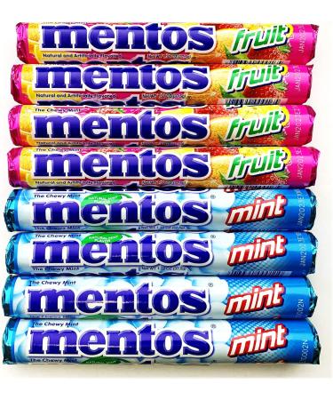 Mentos Pack of 8 Rolls (4 Rolls of Mint and 4 Rolls of Fruit) - Buy Online on GoSupps.com