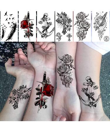 COKTAK 22 Sheets 3D Forearm Half Sleeve Temporary Tattoos - Large Tribal Lion Warrior Tiger Wolf Flower Skull Fake Tattoo Stickers for Men Women Adults - Halloween Black 3D Realistic Tatoo Rose Animals - Buy Online on GoSupps.com