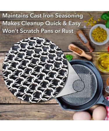 Dapper&Doll Cast Iron Cleaner - Stainless Steel Chainmail Scrubber for Fast Stuck On Food Removal - Ideal for Cast Iron Skillets | 4 Square - Buy Online on GoSupps.com