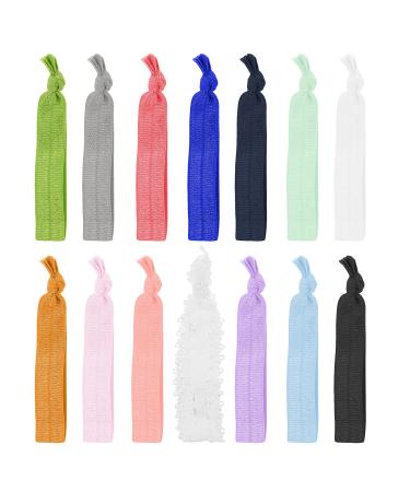 Mandala Crafts Elastic Ribbon Hair Ties for Women Girls - 100 Knotted Elastic Ponytail Holders - Fold-Over Fabric Bracelet Hair Bands No Crease Hair Tie Elastics