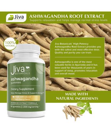 Jiva Botanicals 1500mg Ashwagandha Gummies - Promotes Relaxation, Sleep, and Calms Body - 60 Count - for Women and Men - Buy Online on GoSupps.com