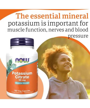 Now Foods Potassium Citrate 99mg 180 Vegan Capsules | Lab-Tested Mineral Supplement - Buy Online on GoSupps.com