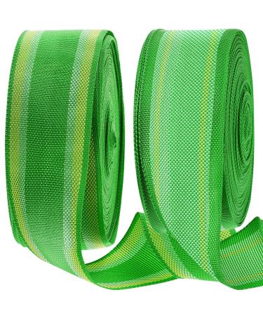 2 Rolls 2 1/4 Inch x 100 Feet Lawn Chair Webbing Replacement Webbing Patio Chairs Webbing White Green Webbing for Lawn Chairs Folding Polypropylene Webbing for Outdoor Furniture Seat Repair