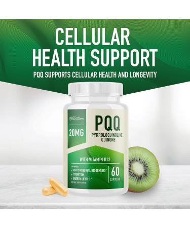 PQQ Supplement 20mg | Boost Mitochondrial Energy & Brain Health | Ultra PQQ with CoQ10 & B12 | Vegan & Gluten-Free | 60 Capsules - Buy Online on GoSupps.com