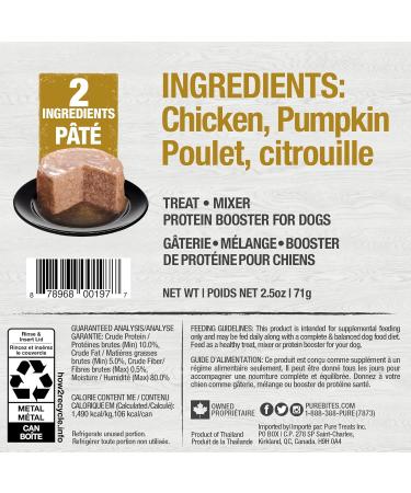PureBites 100% Pure Chicken & Pumpkin Pate Dog Treat|Single 2.5oz can|only 2 Ingredients Chicken & Pumpkin 71 g (Pack of 16) - Buy Online on GoSupps.com