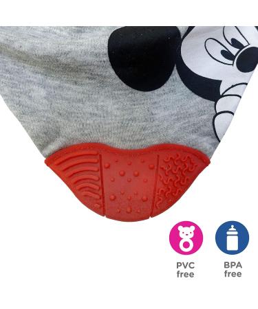 Disney Neat Solutions Mickey Mouse Infant Scarf Bib 3 Pack with Teether - Grey Heather Mickey Mouse Design - Buy Online on GoSupps.com