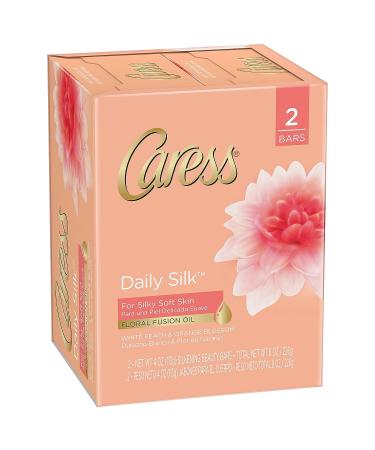 Caress Silk Beauty Bar Soap - 2x4 Ounce Bars for Silky Soft Skin - With Silk Extract and Floral Oil Essence - 8 Ounce Total - Buy Online on GoSupps.com